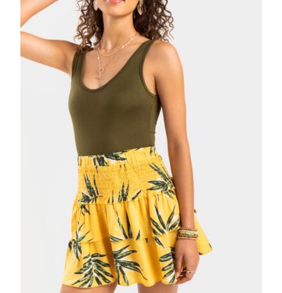 🆕🌴Island Tiered Palm Tree Mini Skirt By Francesca's Sz Large NWT☀️ - Picture 4 of 9